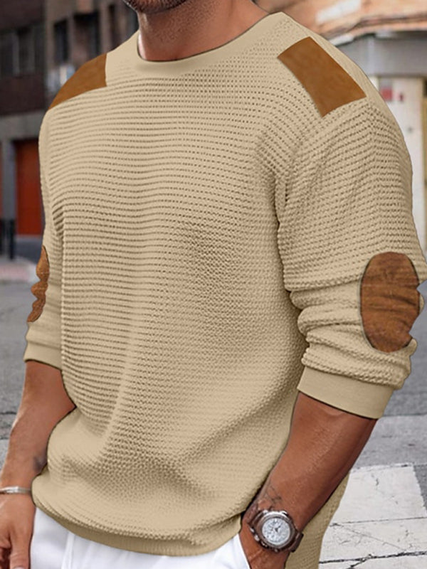 Men's Patchwork Textured Sweater