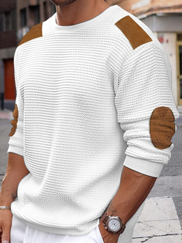 Men's Patchwork Textured Sweater