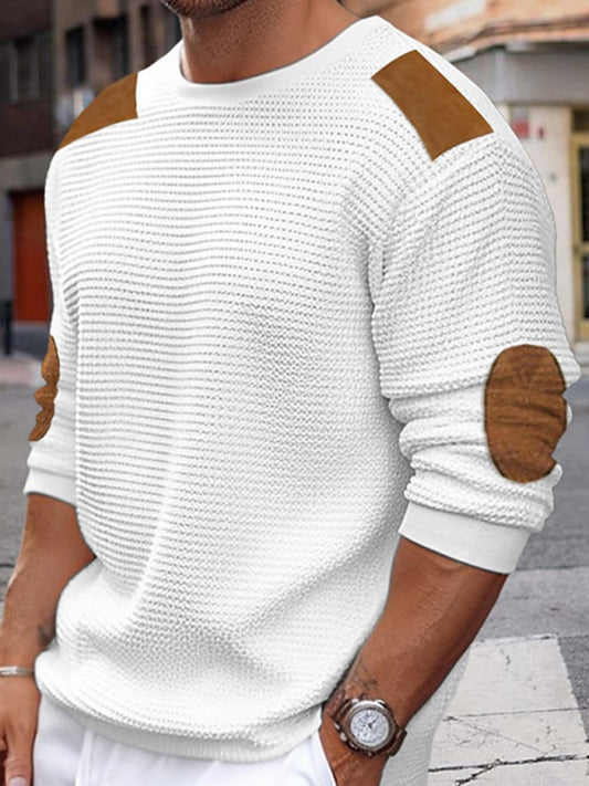 Men's Patchwork Textured Sweater