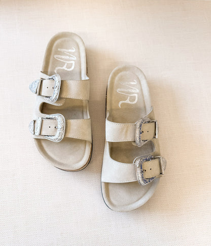 Mickie Western Slides in Cream - Limited Stock
