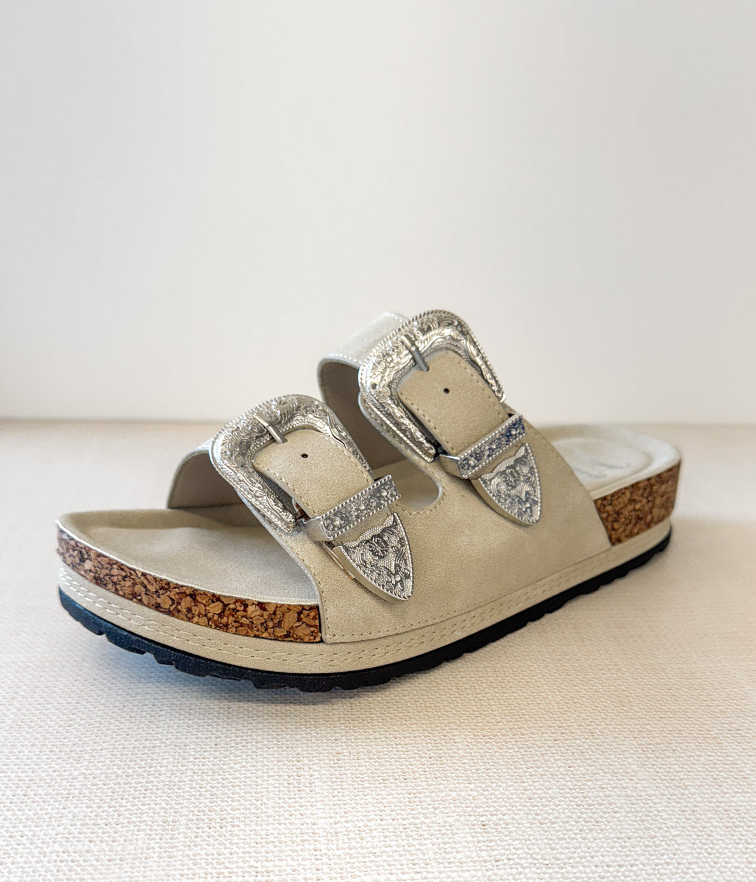 Mickie Western Slides in Cream - Limited Stock