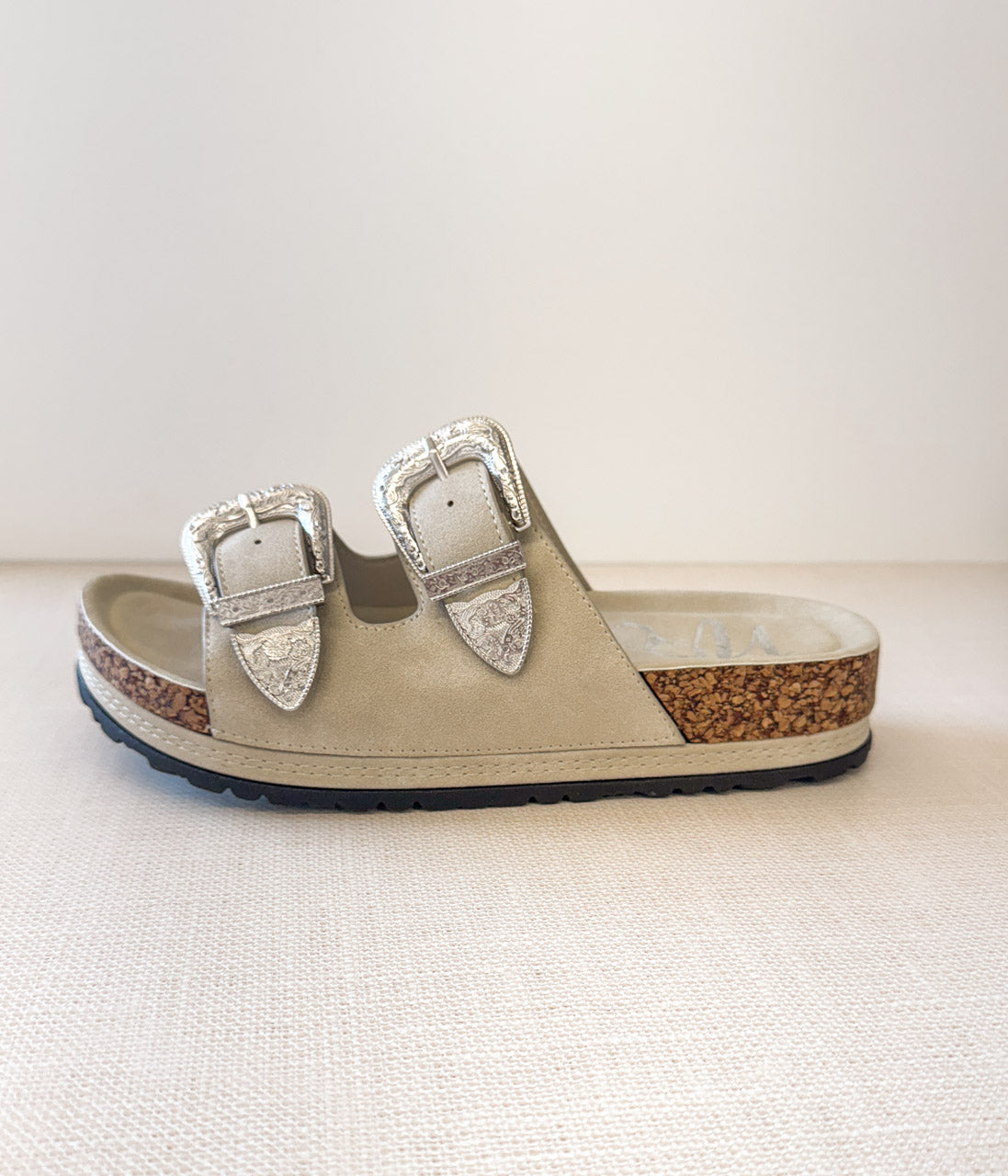 Mickie Western Slides in Cream - Limited Stock