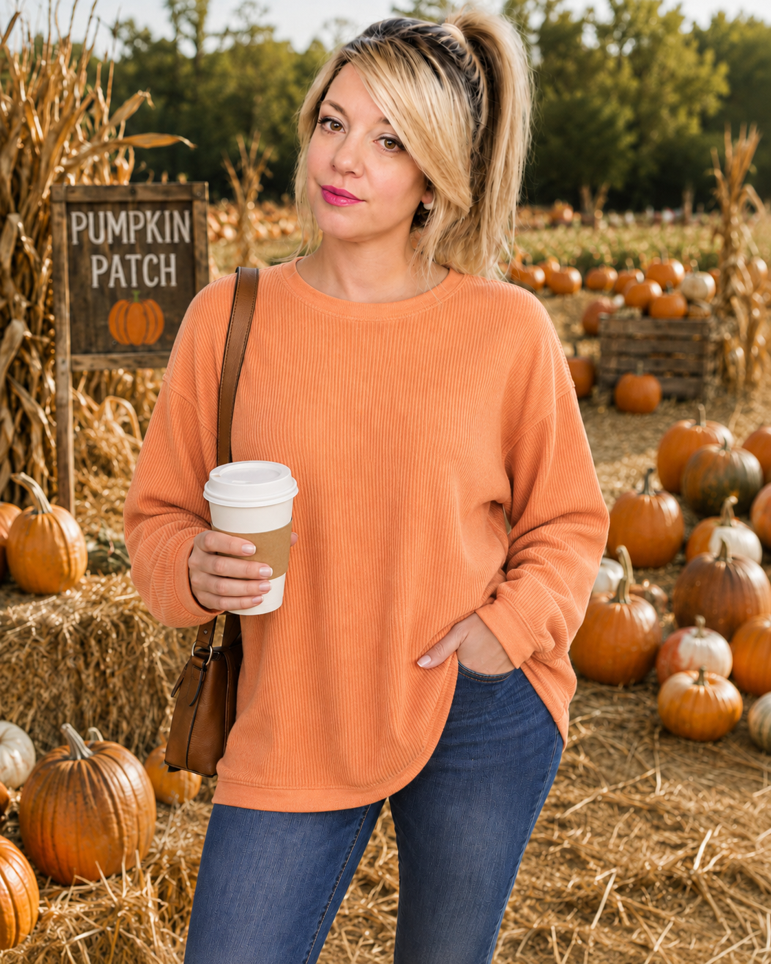 orange sweatshirt
