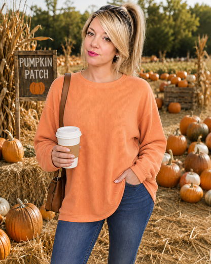 orange sweatshirt
