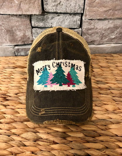 Glitter Christmas Tree Cap in Black (MADE IN USA)