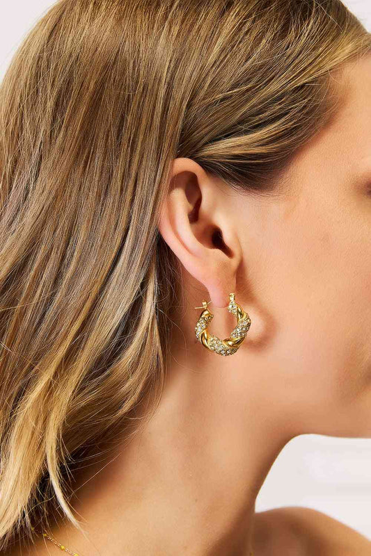 Rhinestone Twist Detail Hoop Earrings