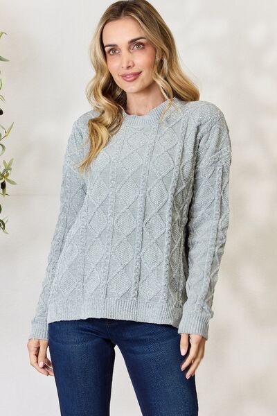 Dust Sage Cable Knit Sweater