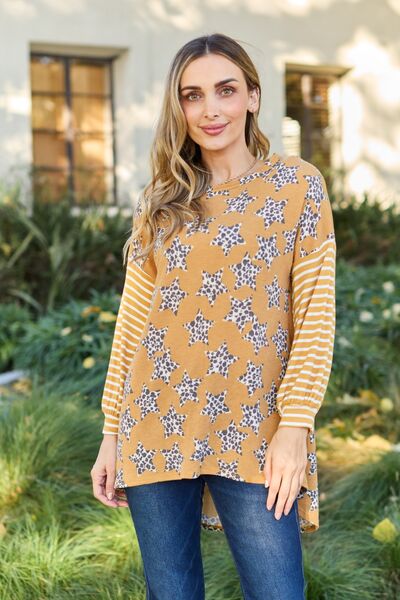 Leopard Star Striped Long Sleeve Top (MADE IN USA)