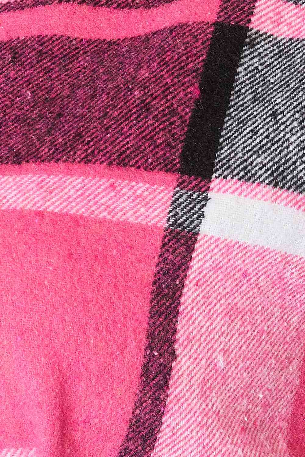 Blush Pink Plaid Button Up Jacket
