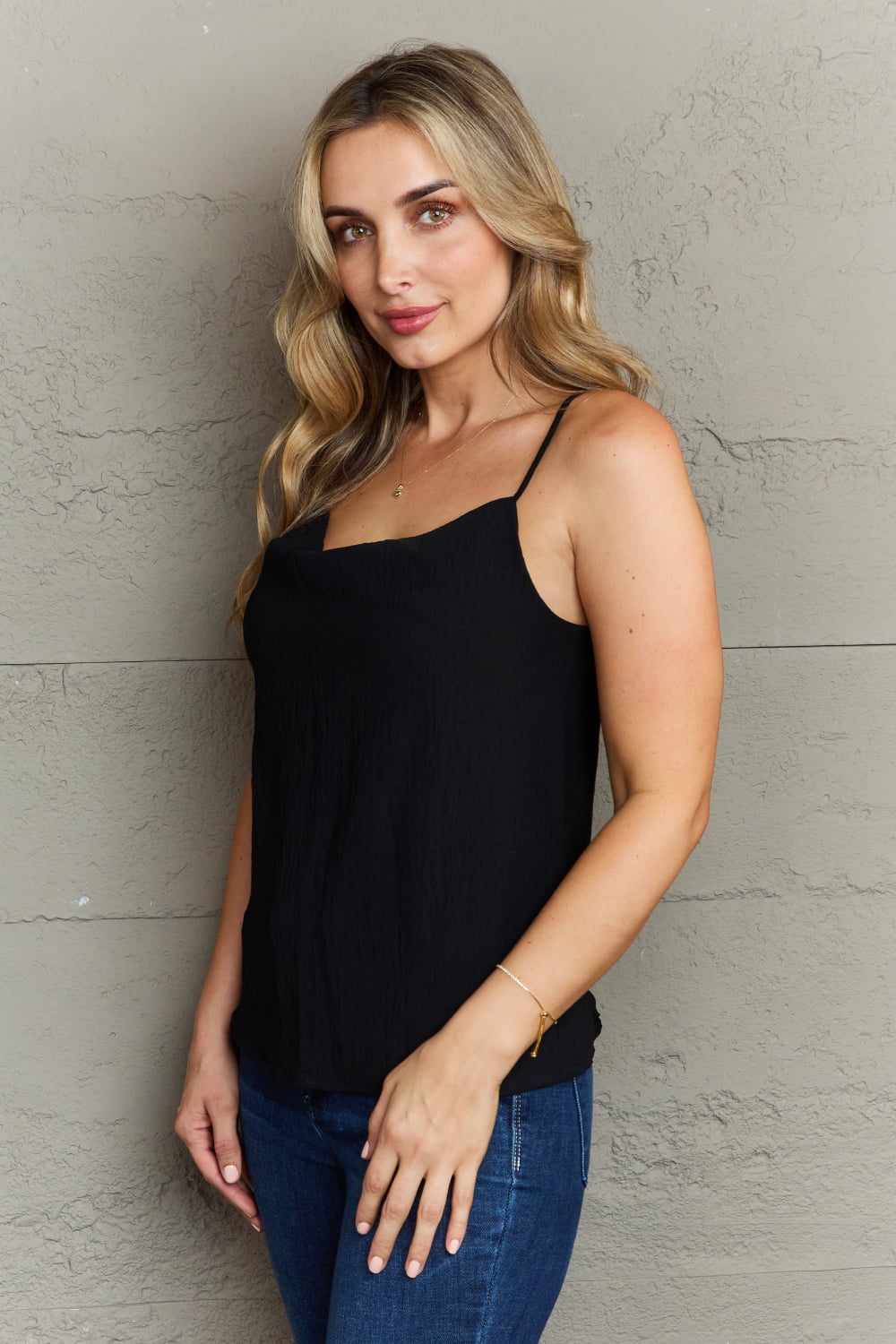 For The Weekend Loose Fit Cami in Black (MADE IN USA)