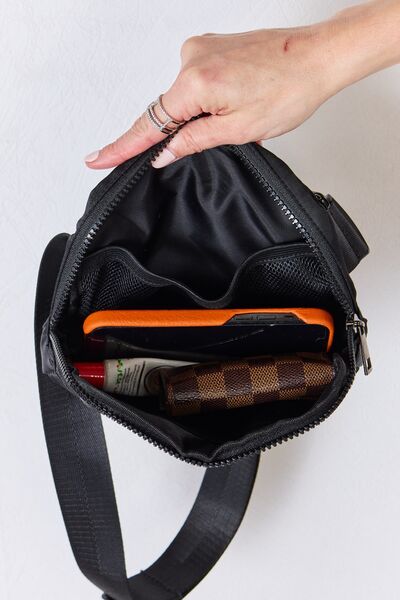 Adjustable Strap Sling Bag in black