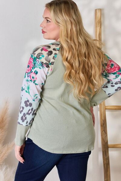 Sage Printed Round Neck Top (MADE IN USA)