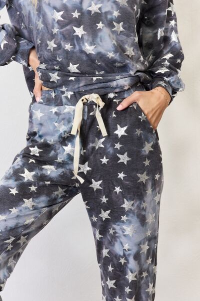 Star Long Sleeve Top and Drawstring Pants Set