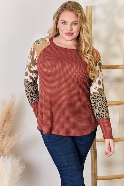 Leopard Waffle-Knit Shirt in Rust (MADE IN USA)