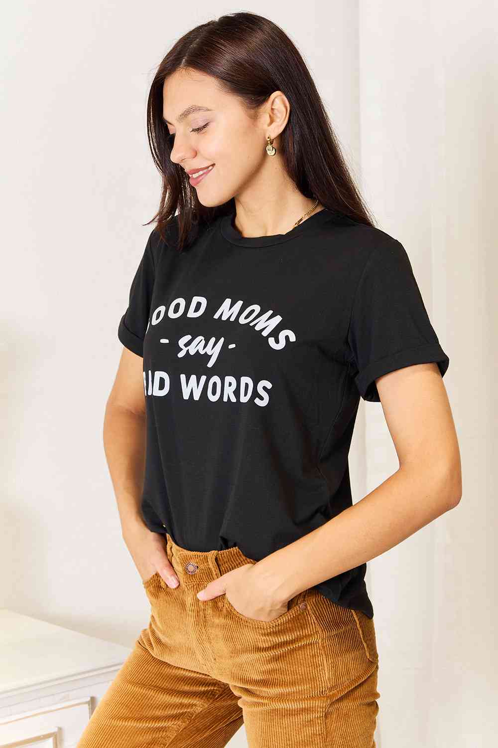 GOOD MOMS SAY BAD WORDS Graphic Tee in Black