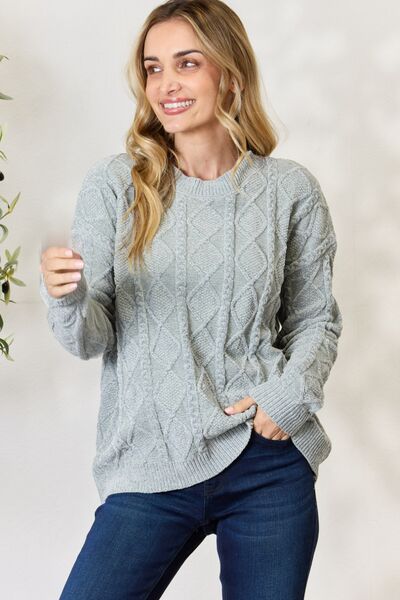 Dust Sage Cable Knit Sweater