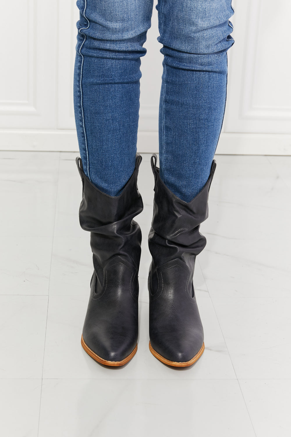 Better in Texas Scrunch Cowboy Boots in Navy