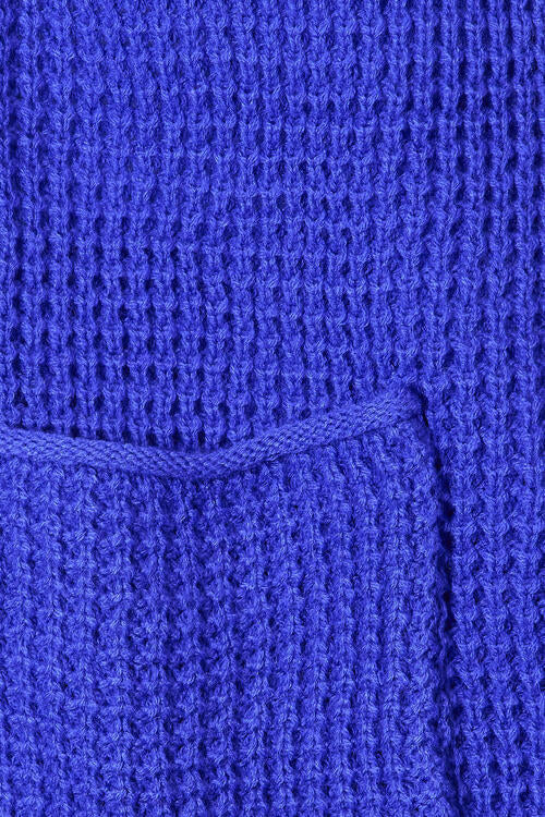 Bright Blue Waffle-Knit Open Front Cardigan