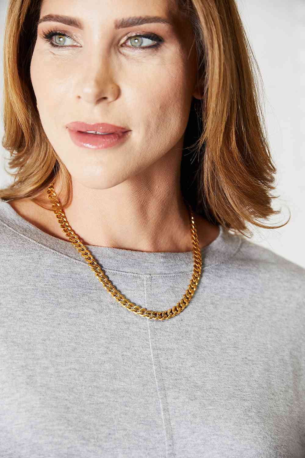 Curb Chain Stainless Steel Necklace in Gold