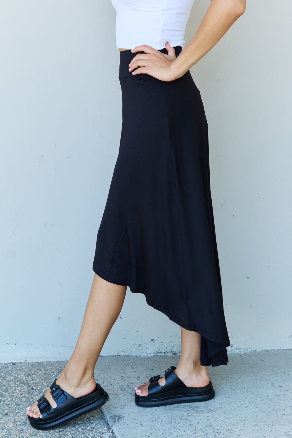 Choice High Waist Flare Maxi Skirt in Black