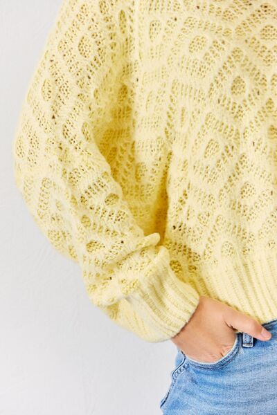 Yellow V-Neck Long Sleeve Sweater