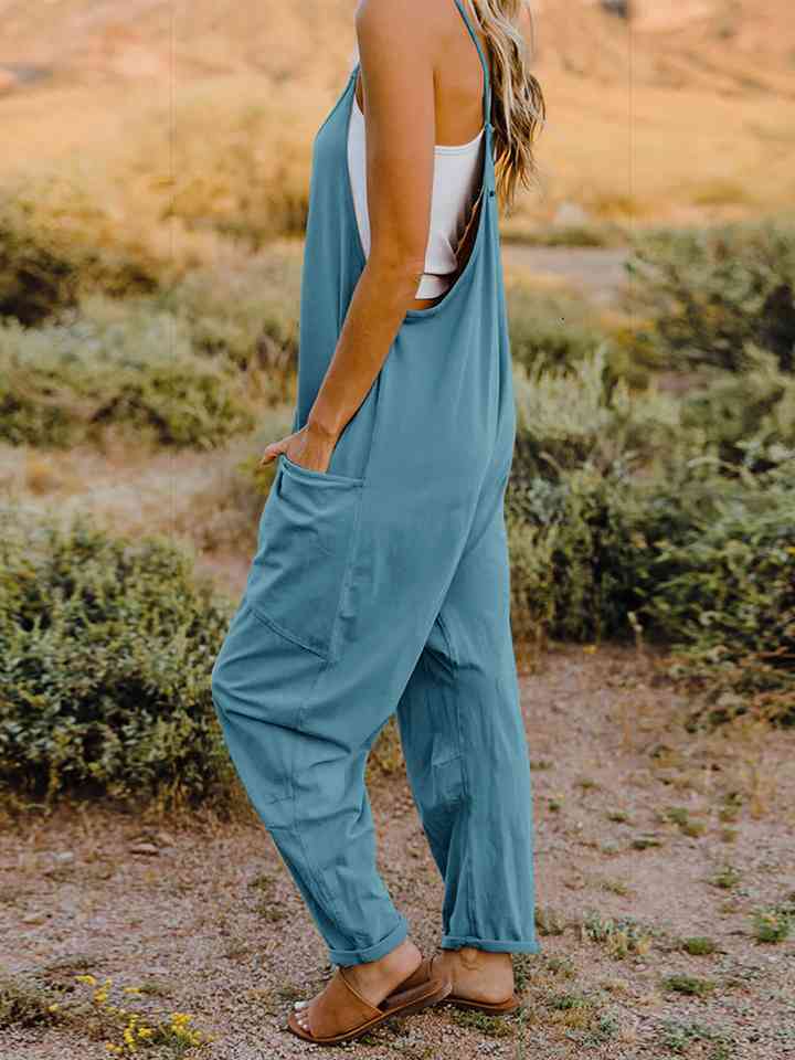 V-Neck Sleeveless Jumpsuit with Pockets