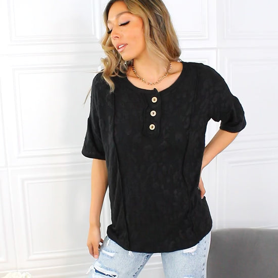 At The Fair Animal Textured Top in Black (MADE IN USA)