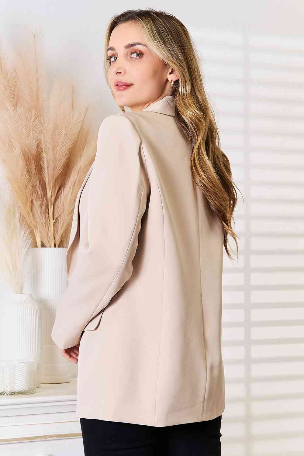 Shawl Collar Long Sleeve Blazer in Sand