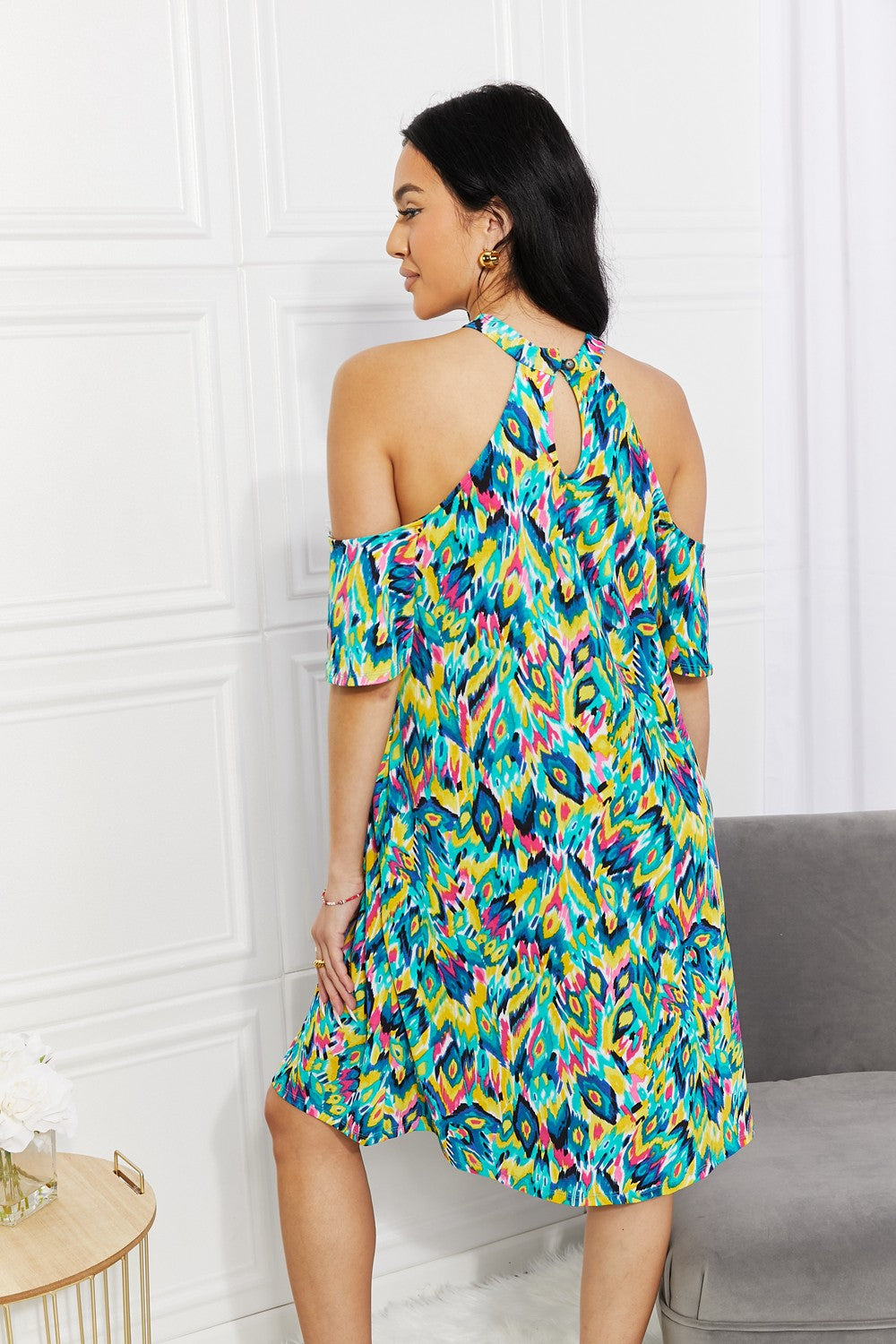 Perfect Paradise Printed Cold-Shoulder Dress