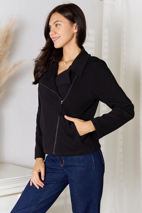 Black Zip-Up Jacket with Pockets