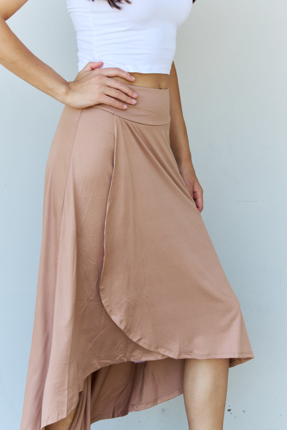 Choice High Waist Flare Maxi Skirt in Camel