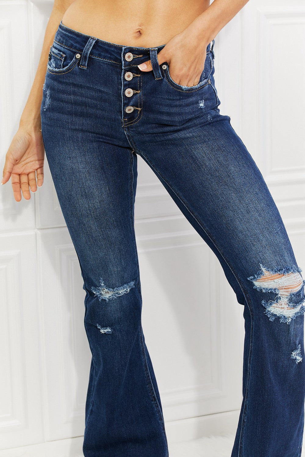 Kancan Midrise Button Fly Flare Jeans