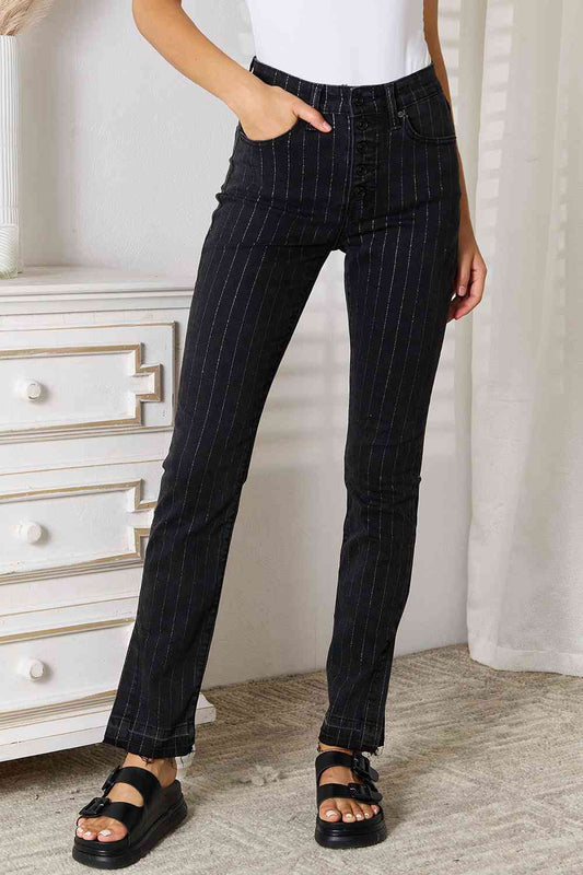 Black Striped Pants with Pockets
