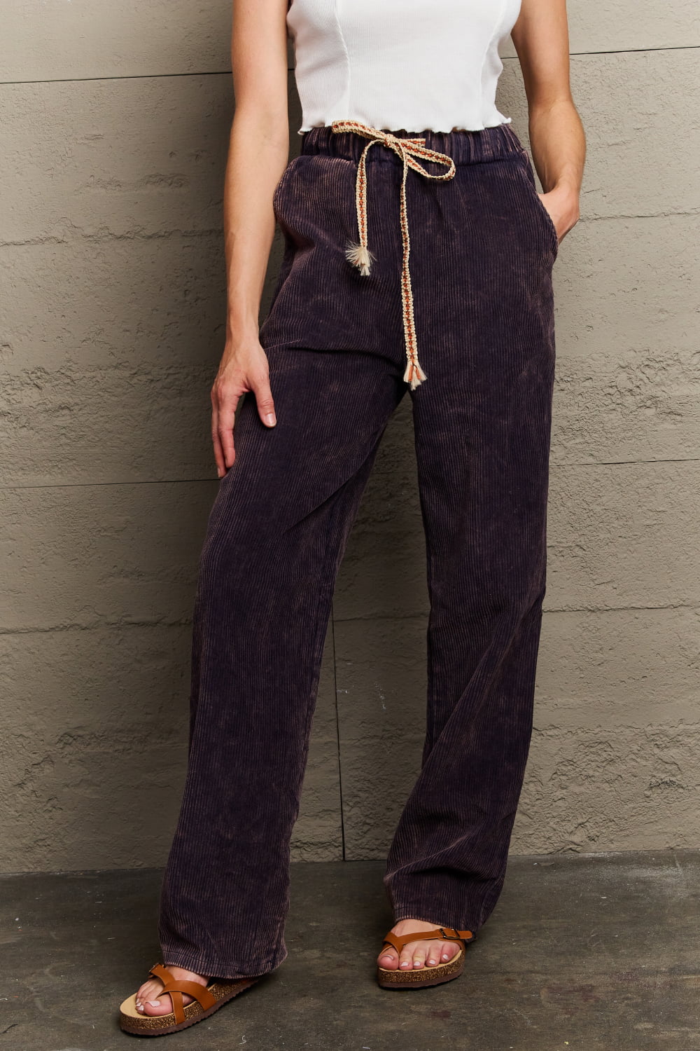 Leap Of Faith Corduroy Straight Fit Pants in Midnight Navy