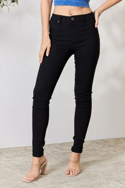 Hyperstretch Mid-Rise Skinny Jeans in Black