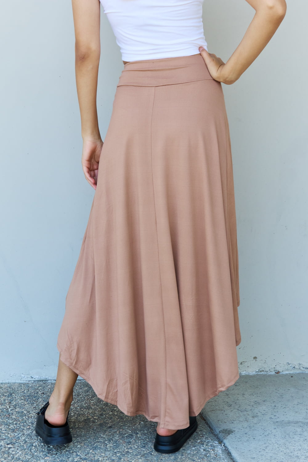 Choice High Waist Flare Maxi Skirt in Camel