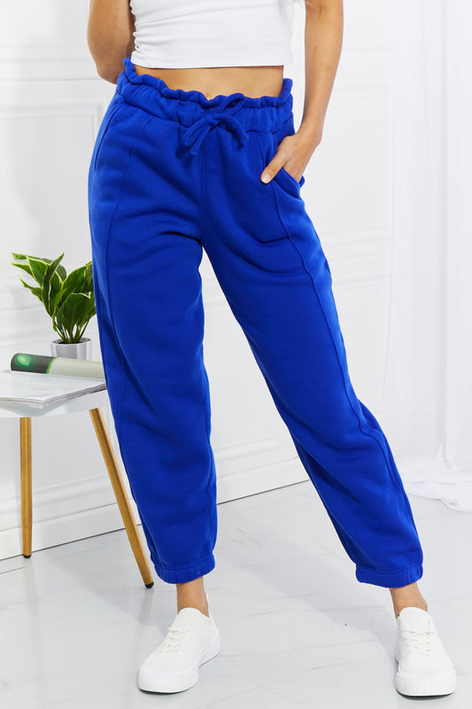 Can't Stop Me Paperbag Waist Joggers in Royal Blue