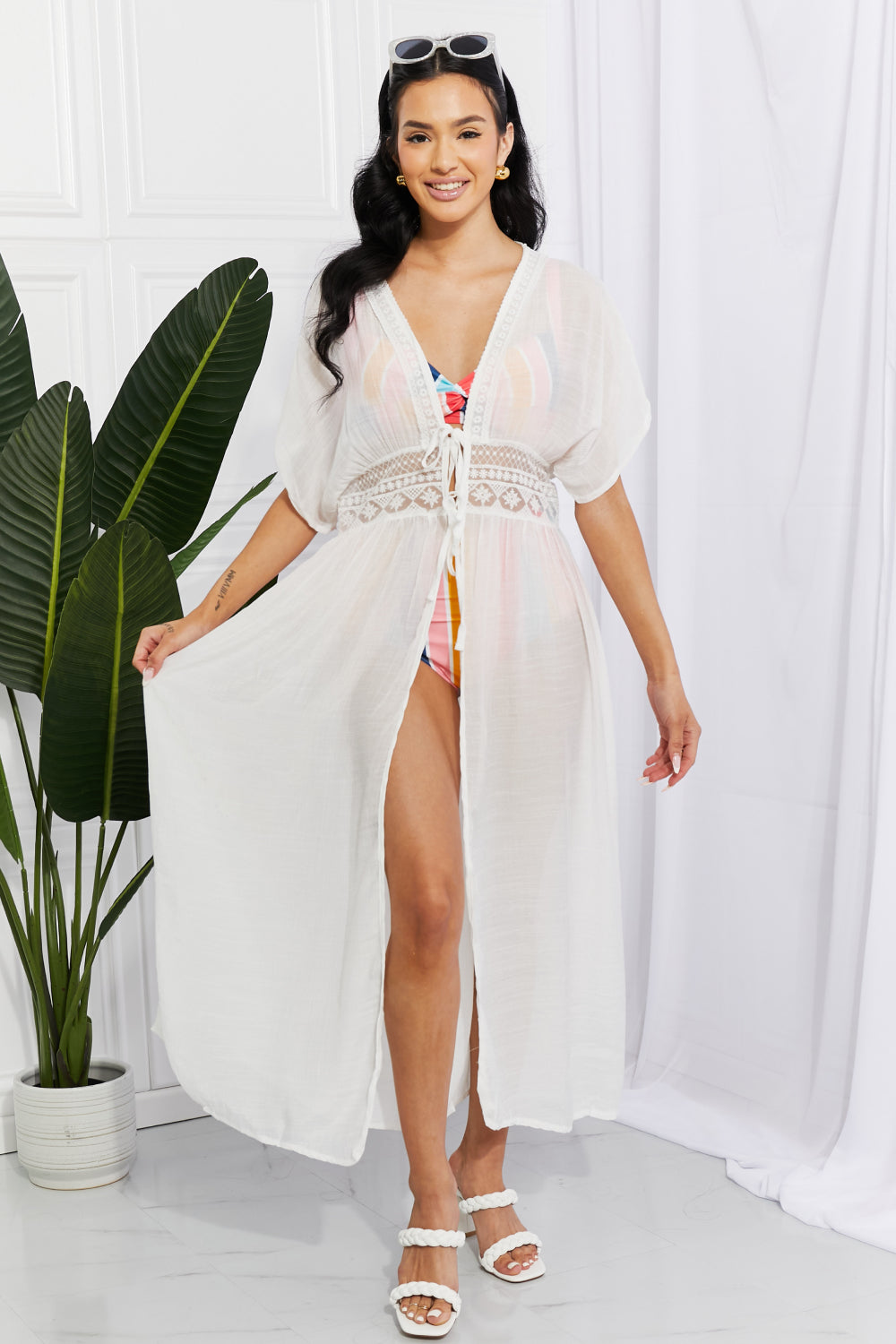 Sun Goddess Tied Maxi Cover-Up in White