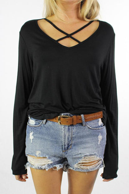 Jennifer Long Sleeve w/ Front Criss Cross Arnone Boutique