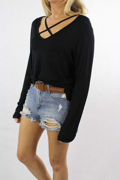 Jennifer Long Sleeve w/ Front Criss Cross Arnone Boutique