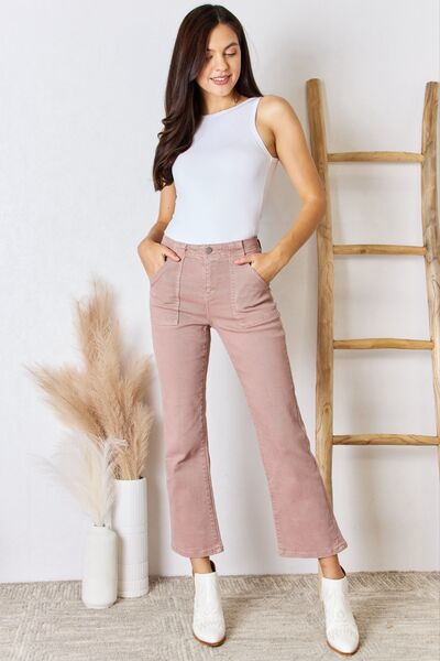 RISEN High Rise Ankle Flare Jeans in Mauve