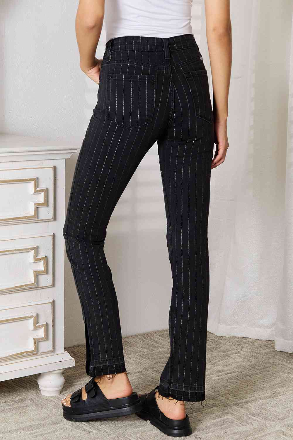 Black Striped Pants with Pockets