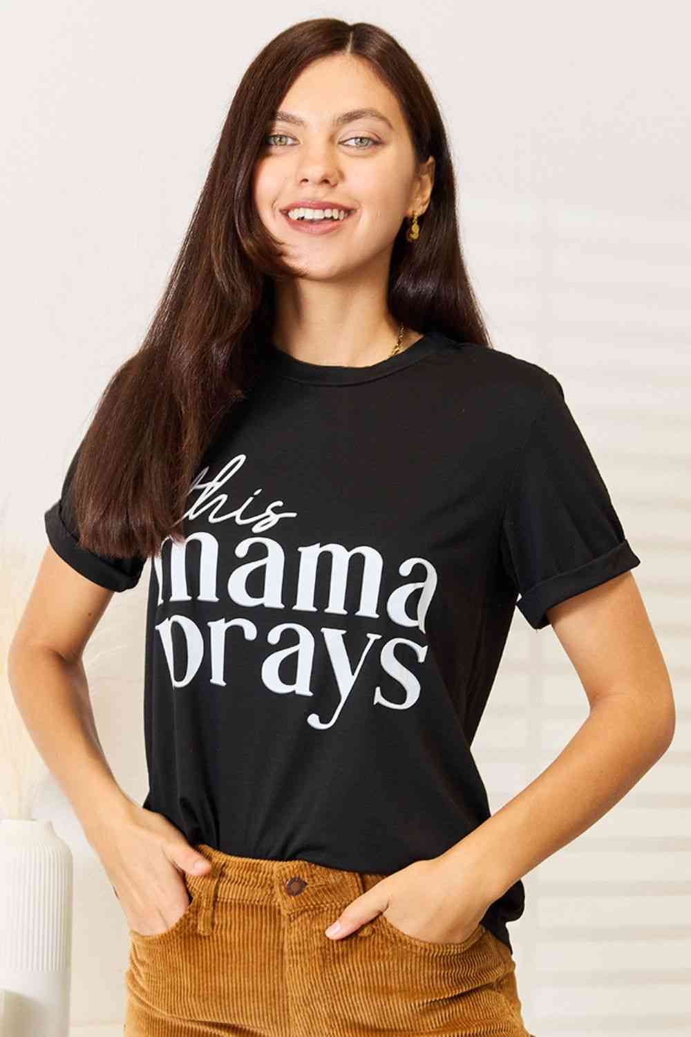 THIS MAMA PRAYS Graphic T-Shirt in Black