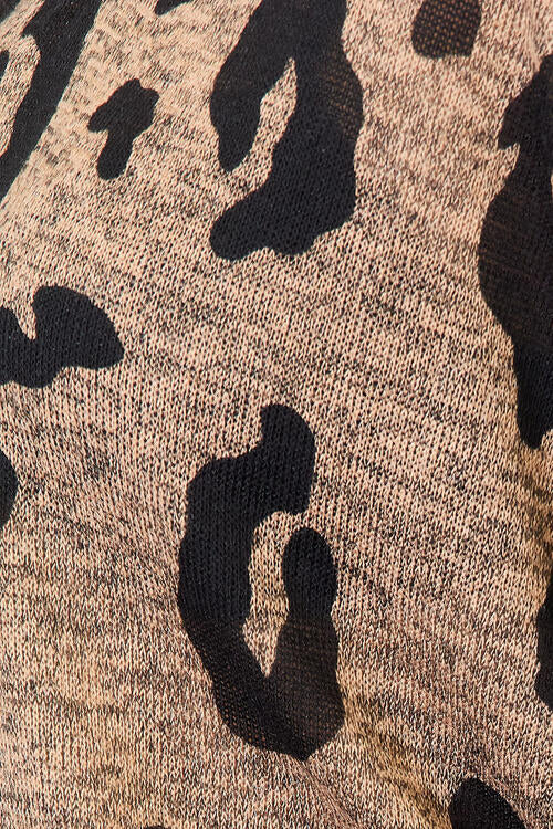 Leopard V-Neck Long Sleeve in Taupe/Black