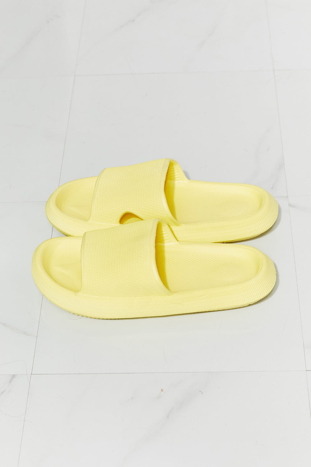 Arms Around Me Open Toe Slide in Yellow