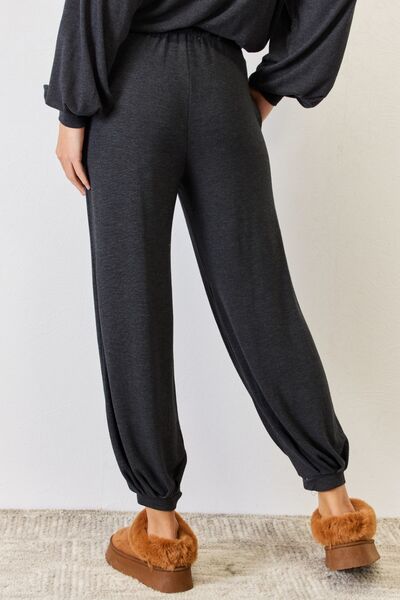 Ultra Soft High Waist Drawstring Lounge Joggers in Charcoal Grey