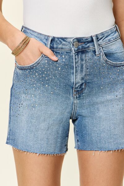 Judy Blue High Waist Rhinestone Decor Denim Shorts