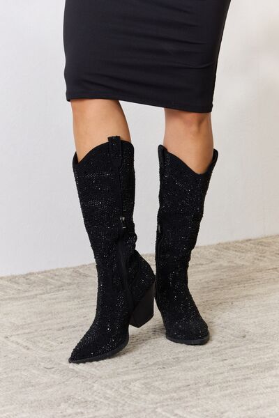 Knee High Cowboy Boots in Black