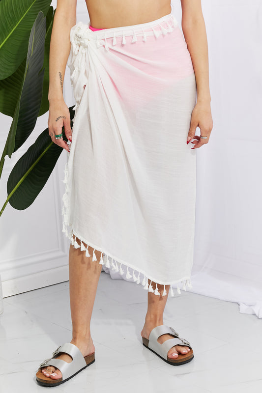 Relax and Refresh Tassel Wrap Cover-Up in White