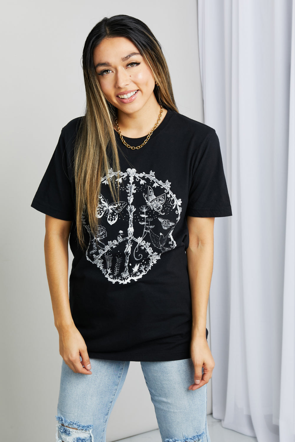 Peace Butterfly Graphic Tee Shirt
